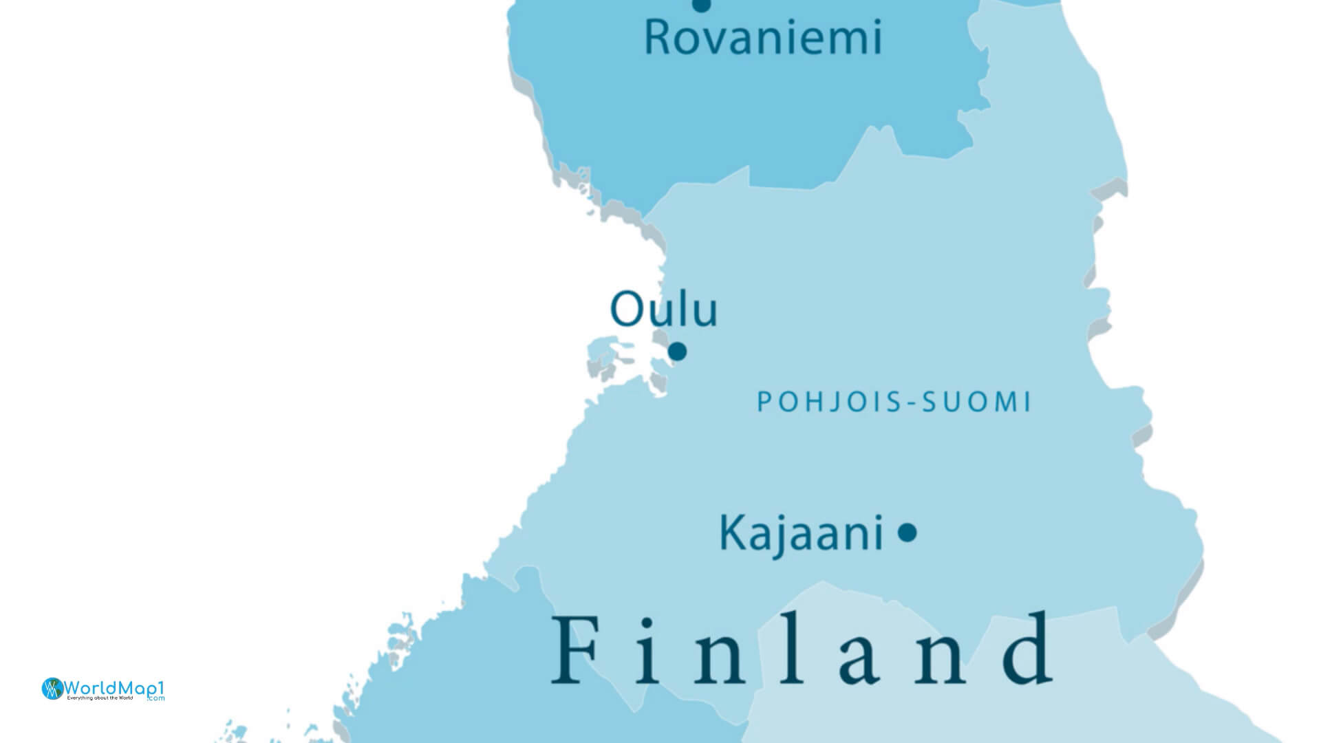 Finland Cities Map with Rovaniemi Oulu and Kajaani
